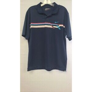 Nike Dri Fit Golf Mens Sz Large Standard Fit Short Sleeve Navy Blue Polo Shirt